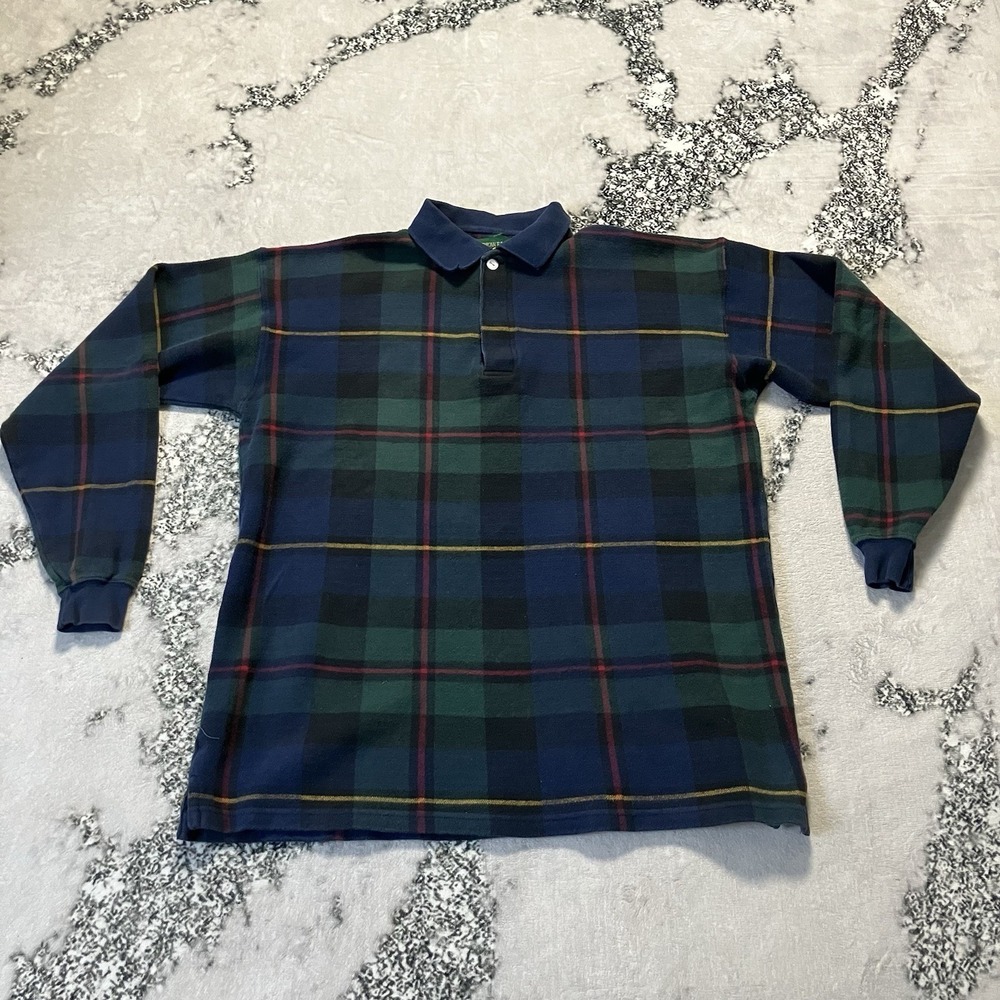 American Eagle‎ Outfitters Shirt Mens Size Large Blue Green Athletic Fit Flannel
